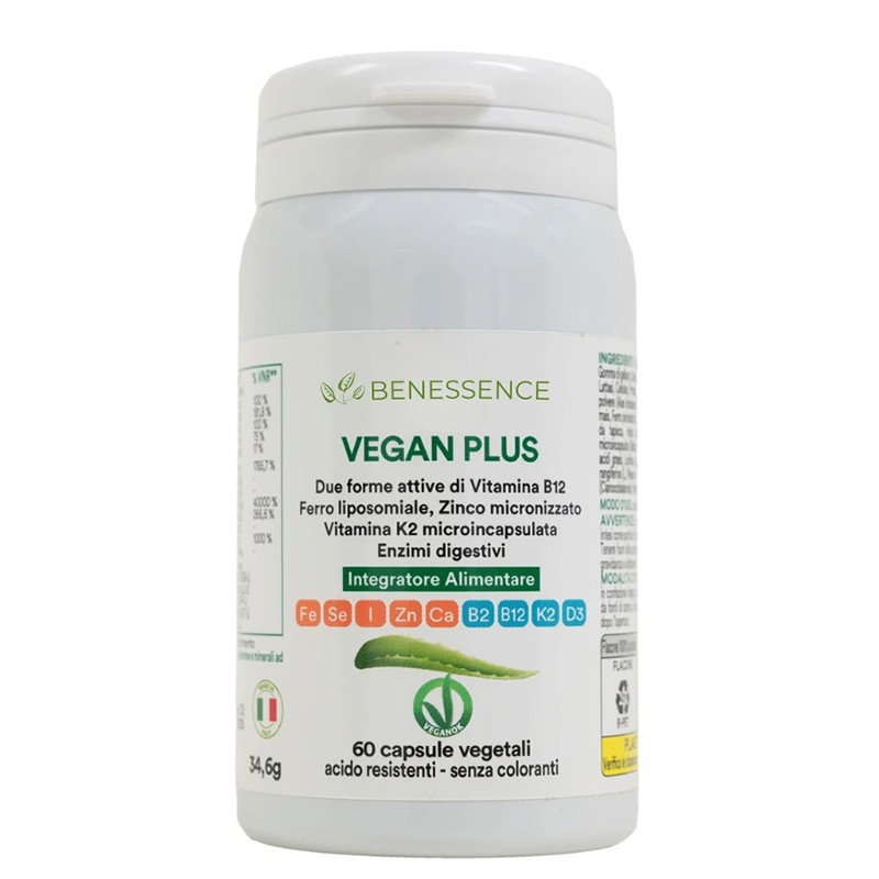 Мултивитамини за вегани с ензими – Енергия и оптимално усвояване, Vegan Plus, 60 капсули — продуктова снимка