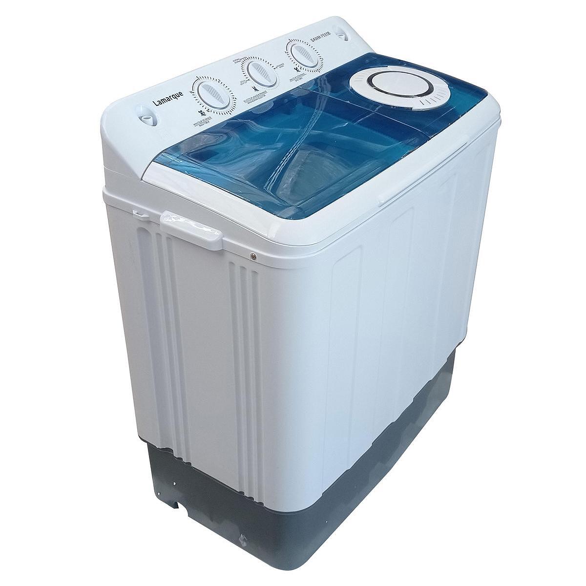 Полуавтоматична пералня Lamarque SAWM-7585GR, 360W, 7kg вместимост, 800-1300 rpm/min, Таймер, Син/Бял — снимка