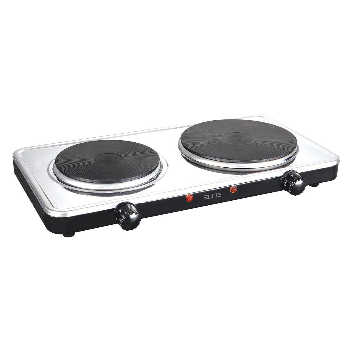 Електрически двоен котлон Elite EHP-0284X, 2500W, 150мм + 180мм, Термостат, Инокс — снимка