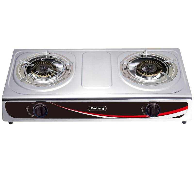 Двоен газов котлон Rosberg Premium RP51454BD, 6.9 kWh, 30 mbar, Чугунени горелки, Без защита, Инокс — снимка