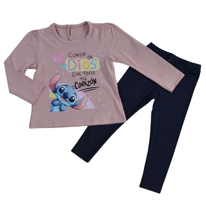 Снимка на Памучен детски комплект Stitch Fashion в лилаво и синьо, Sevtex, цена 18.00 лв