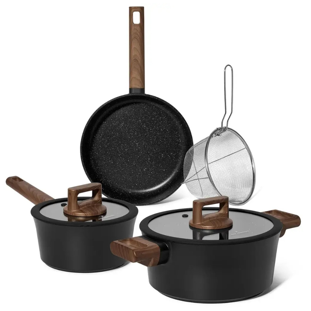 Черен комплект съдове за готвене Just Perfecto JL-332 с капаци  

5