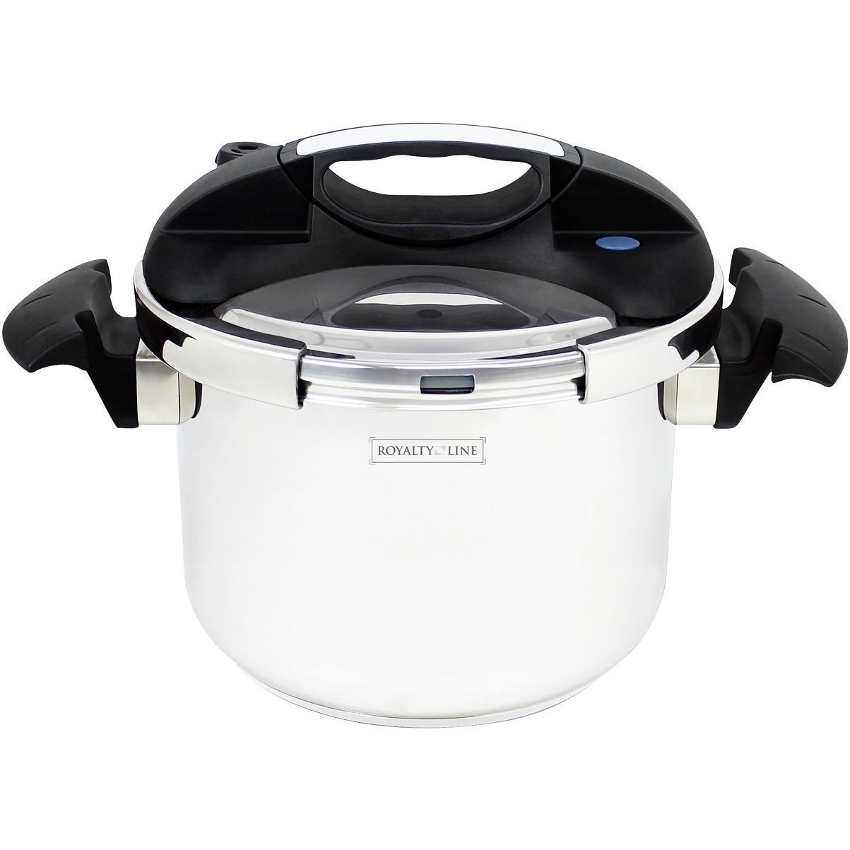 Тенджера под налягане Royalty Line RL-PS6L, 6 л, 80 kPa, Неръждаема стомана, Предпазен клапан, Мерителна скала, Индукция, Сребрист — снимка на продукта от ROYALTY LINE