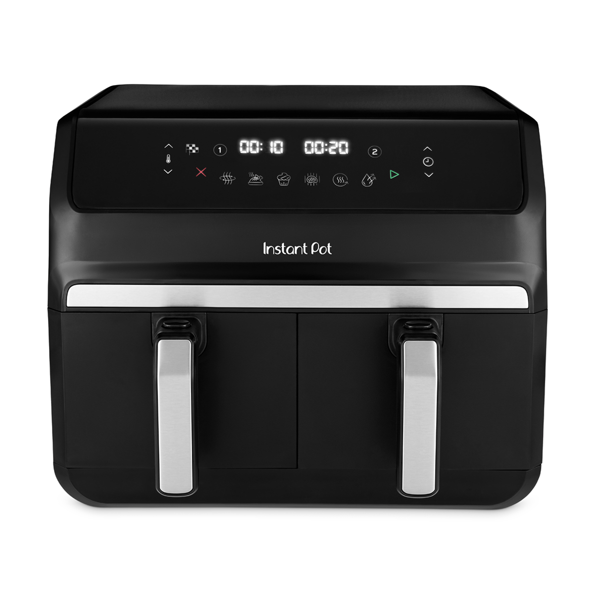 Двоен фритюрник с горещ въздух 8в1 Instant Pot Vortex DUAL INAFB91-BK, 1850W, 8 л, 205°C, EvenCrisp, Синхронизирано готвене, Сензорно управление, Черен/инокс от Instant Pot — продуктова снимка