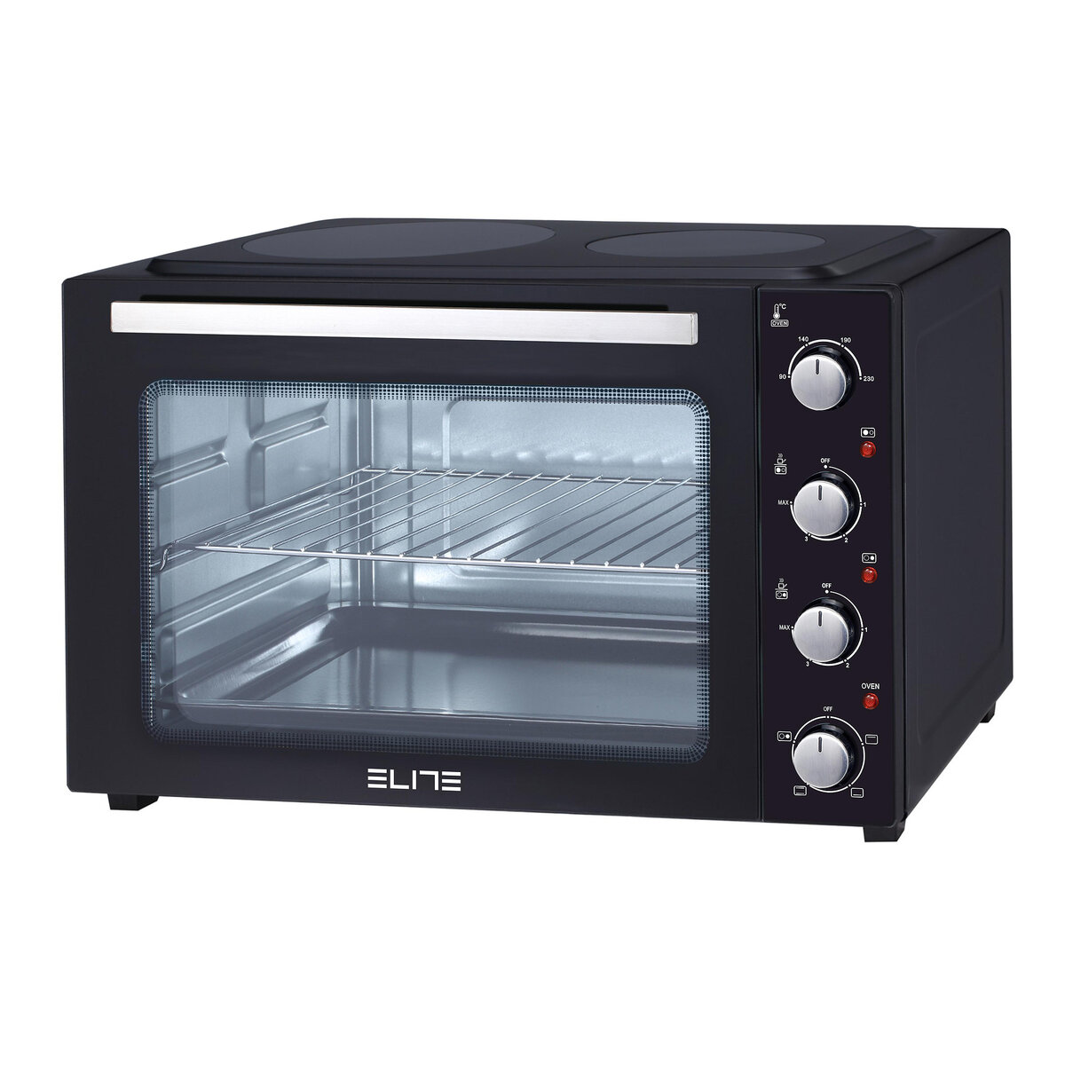 Готварска печка ELITE EMO-2511, 4300W, 2 котлона, 48L, До 230°C, Черен от Potrebno — продуктова снимка