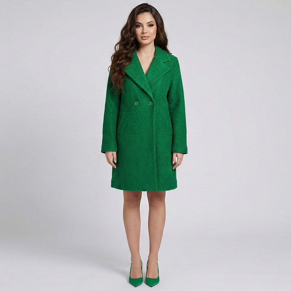 Елегантно Дамско Палто в Зелен Цвят – Класическа Кройка и Мекота, Ft7316-2 — снимка на продукта от FrashEU