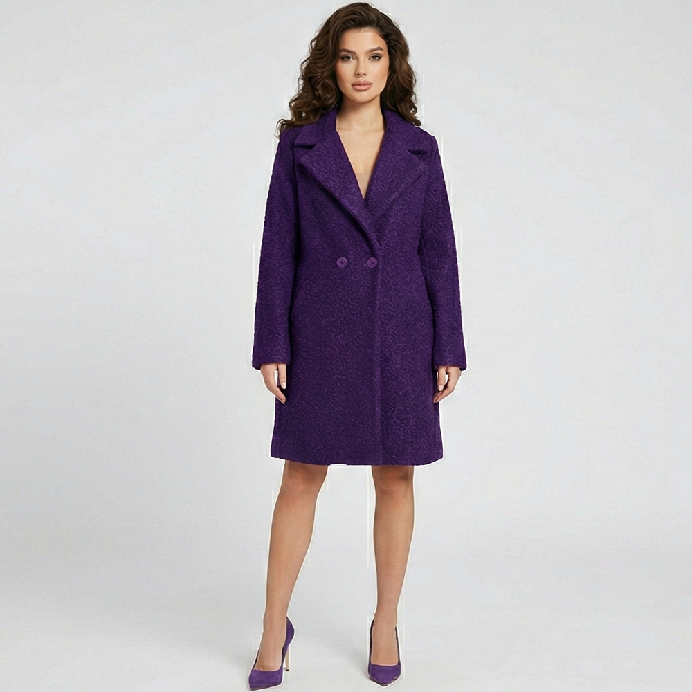 Снимка на Елегантно Дамско Палто тип Теди в Лилав Цвят – Класическа Кройка и Мекота, Ft7316-1, FrashEU, цена 55.20 лв