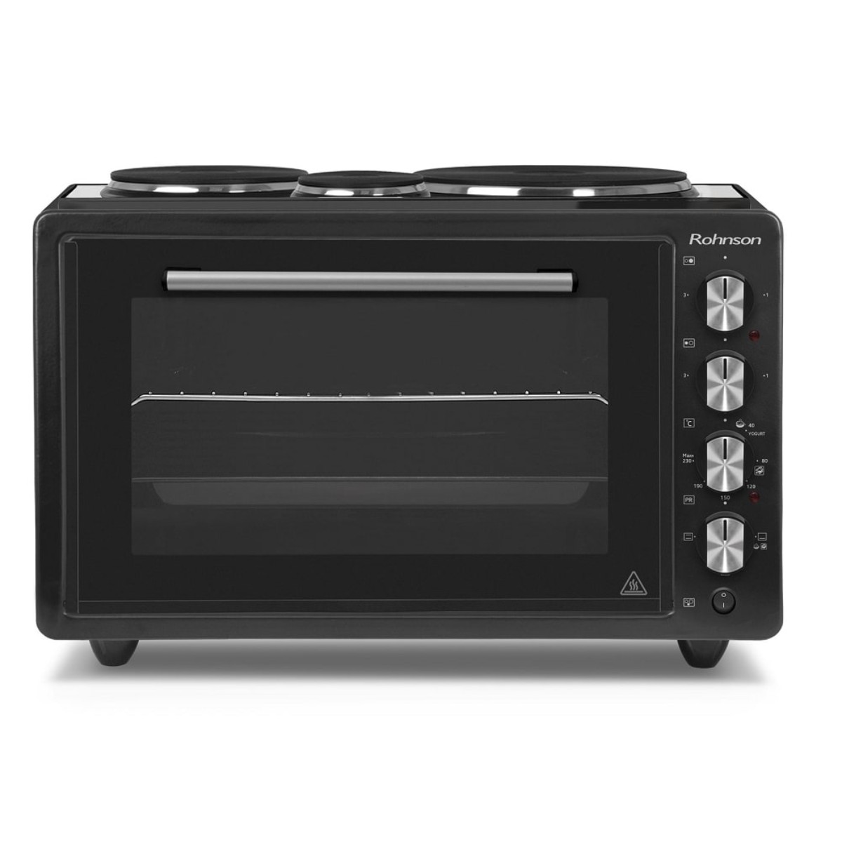 Готварска печка с 3 котлона Rohnson R-2142, 1300 W, 42 литра, Термостат, Черен от Potrebno — продуктова снимка