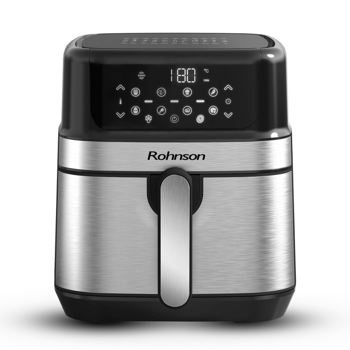 Фритюрник с горещ въздух Rohnson R-2839, Air Fryer, 1500 W, 8 програми, 4.5L, Таймер, Черен/Инокс — снимка