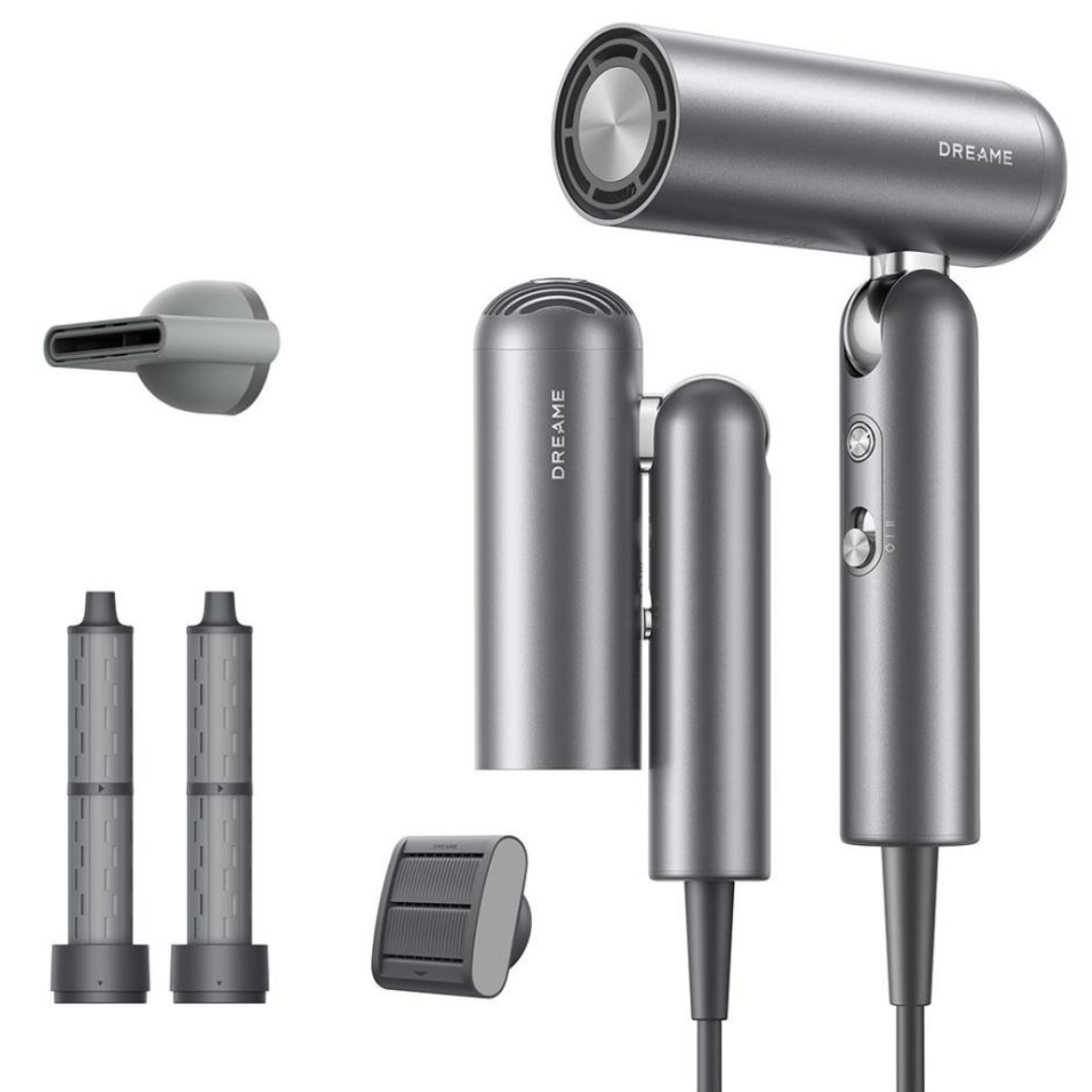 Сешоар Dreame Pocket AHD51-SG Pro, 1300W, 110 000 об/мин, 70 м/с, 2 скорости, 5 темп., NTC, Coanda, Сгъваем, Сив — снимка на продукта от Dreame