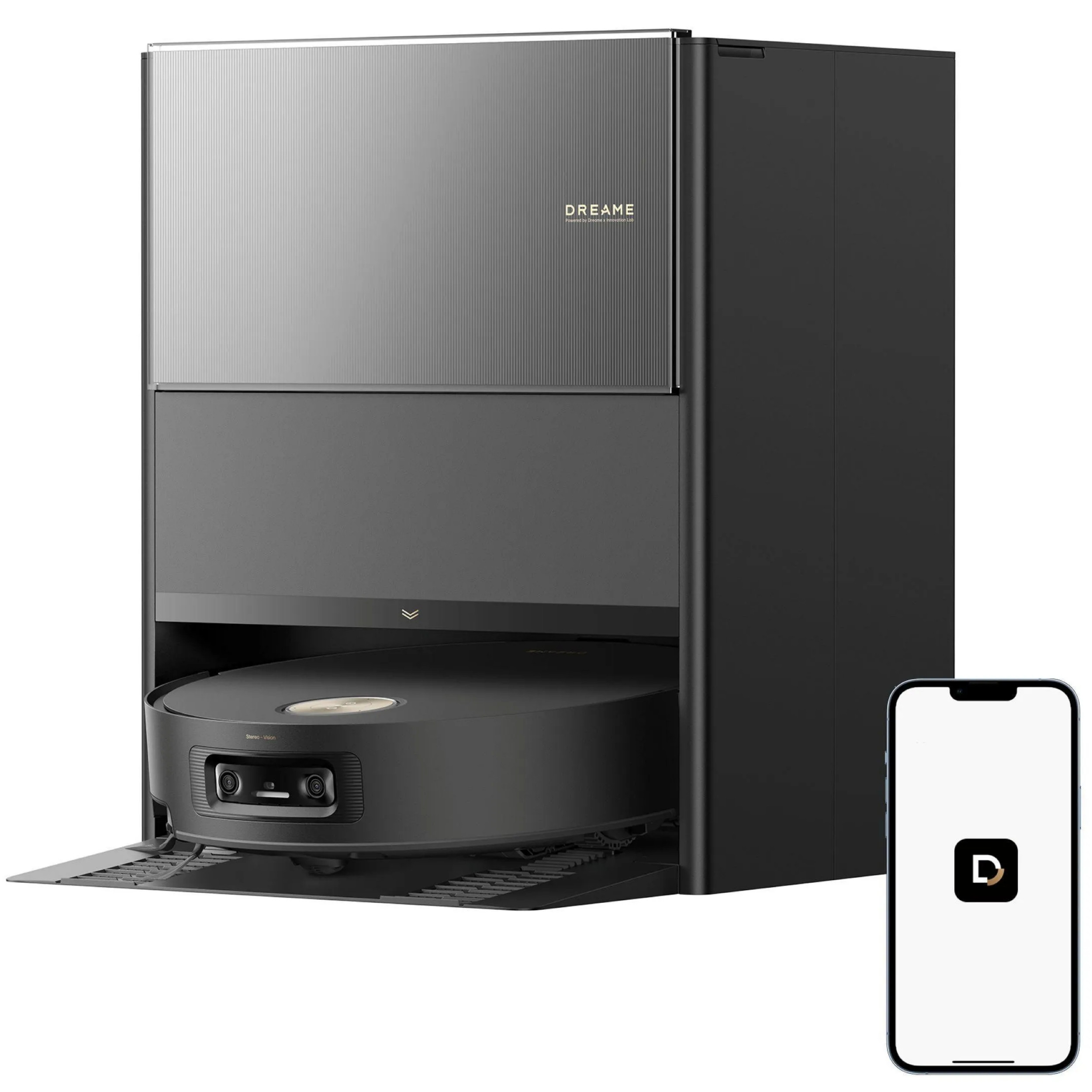 Прахосмукачка робот Dreame Aqua10 Ultra Roller RLH71DE-BK, 30000 Pa, 220 мин, 3.5/4 л, AquaRoll and Seal, Гласово управление, AI камери, Черен — снимка на продукта от Dreame