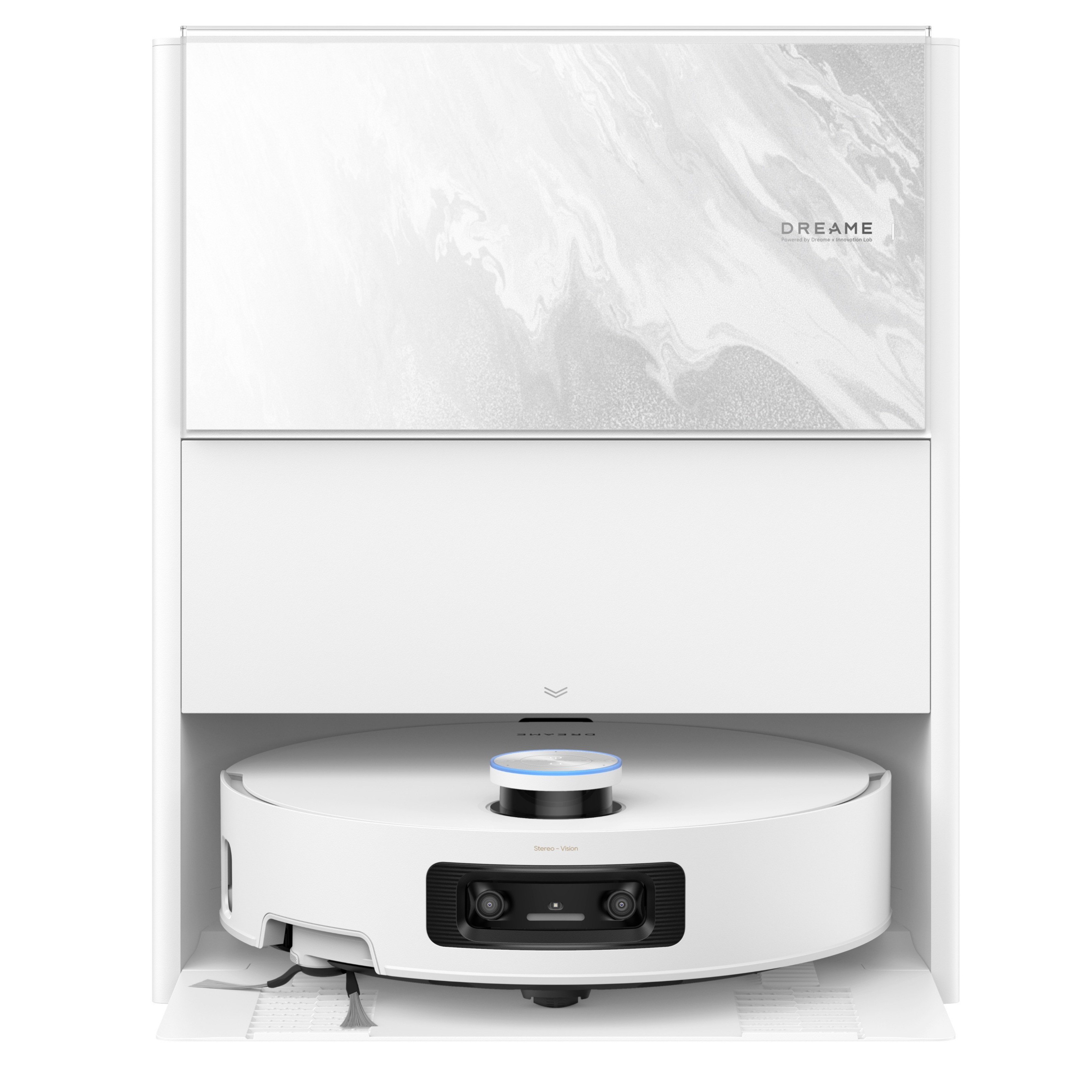 Прахосмукачка робот Dreame Aqua 10 Ultra Track Complete RLR81CE-1-WH, 25000 Pa, 200 мин, 3.5/4 л, VersaLift DToF+OmniSight, AI камери, Гласово управление, Автоматизация, Бял — снимка на продукта от Dreame