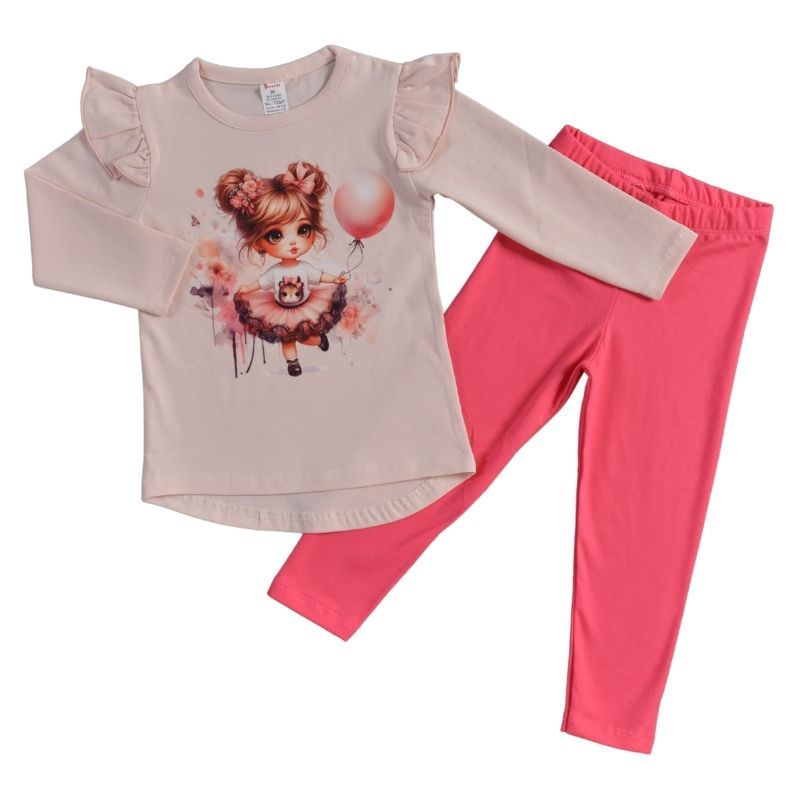 Памучен детски комплект с къдрички Sweet Girl Balloon от Svetli Baby — продуктова снимка