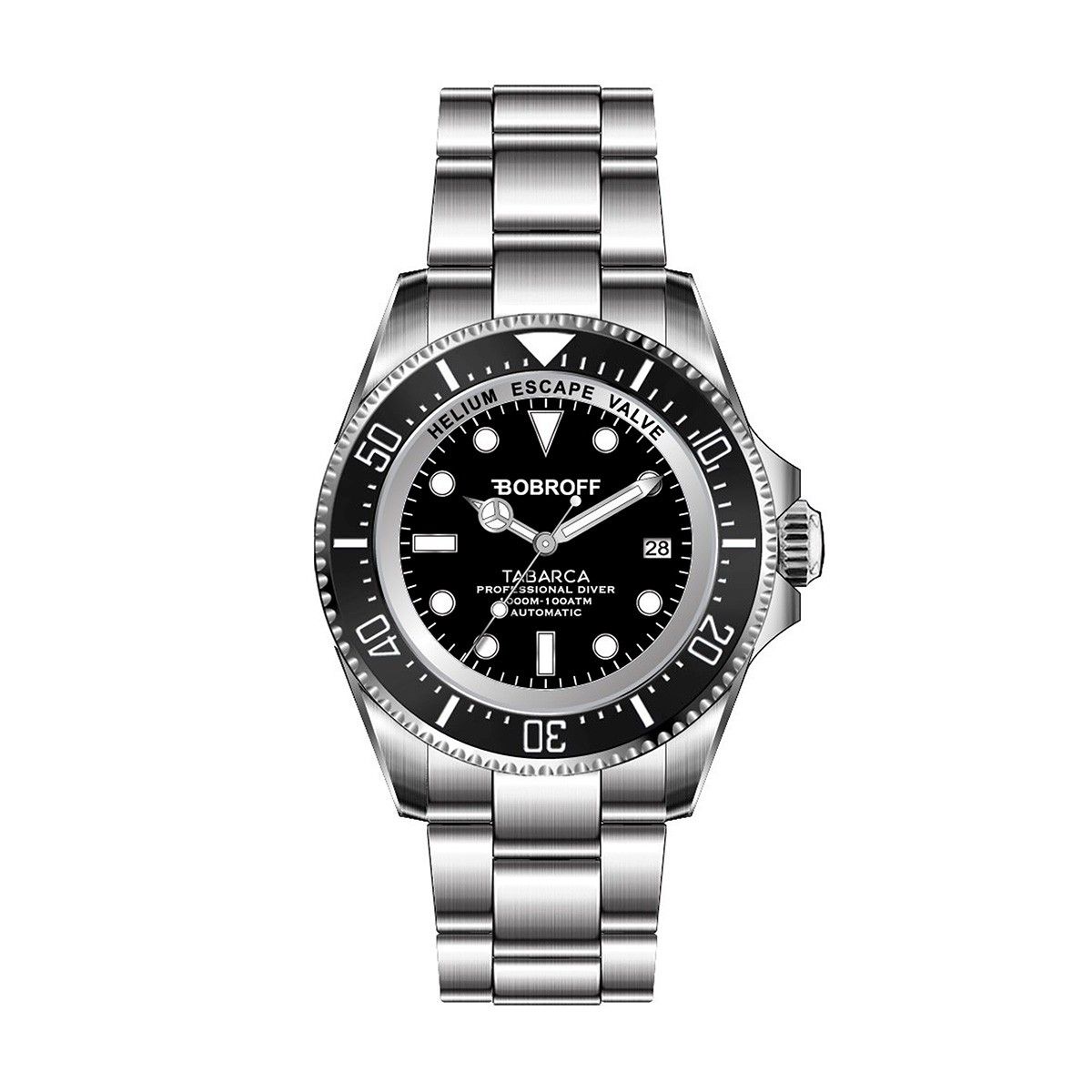Мъжки часовник Bobroff BF0001 с метален ремък, класически дизайн, за мъже.  

6