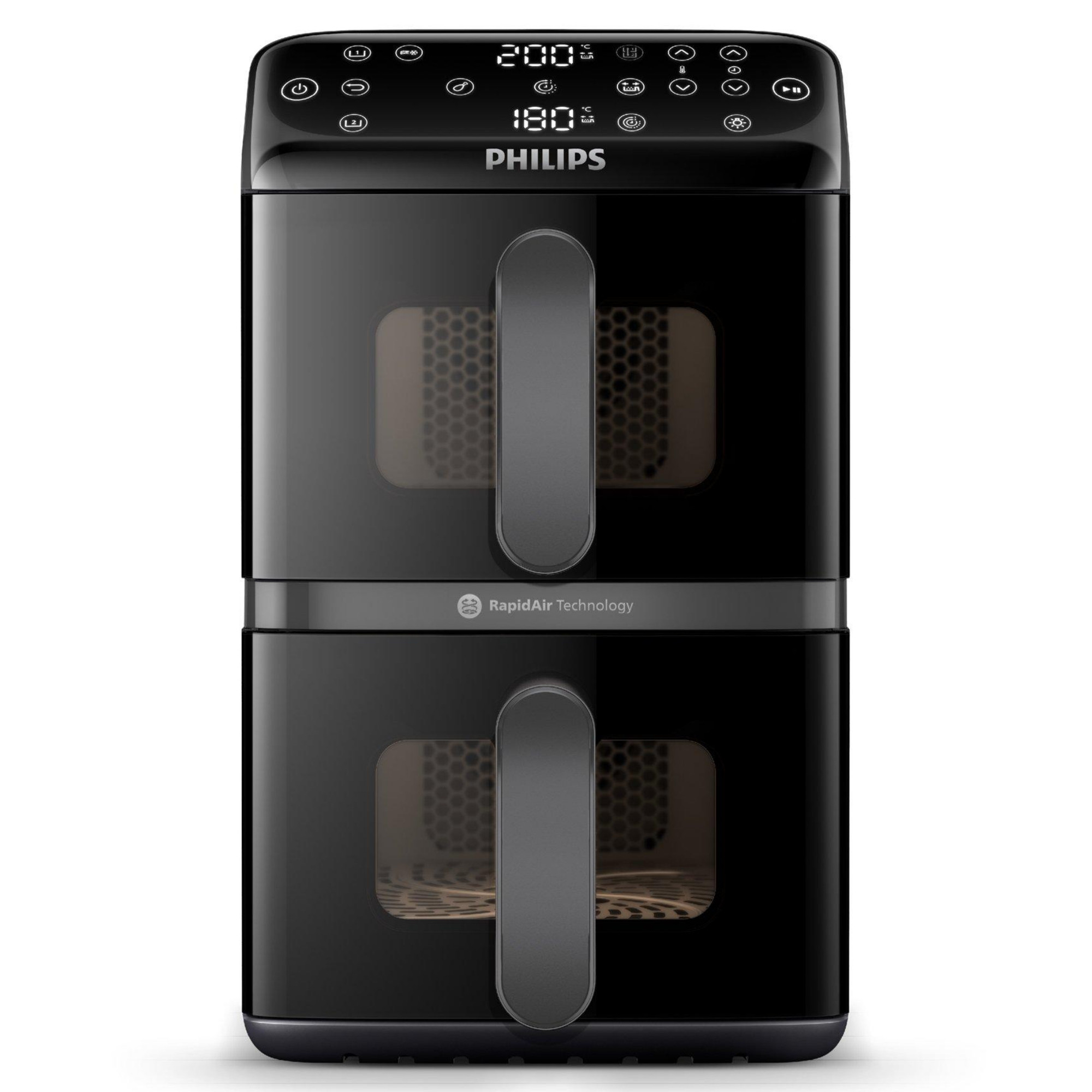 Двоен вертикален фритюрник с горещ въздух Philips Dual Stack 4000 NA460/00, 2750W, 10 л, 13 програми, 40-220°C, Синхронизация, Керамично покритие без PFAS ... от Philips — продуктова снимка