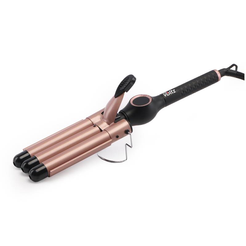 Ретро преса Oliver Voltz OV51102D, 60W, Керамика и турмалин, 140-200C, LED дисплей, Черен/розовозлатист — снимка