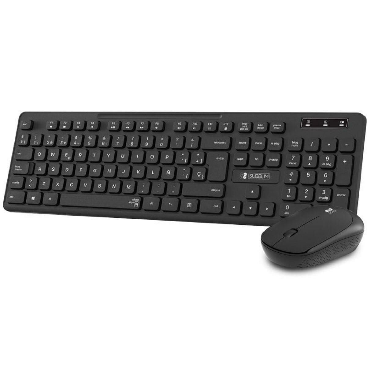 Kлаиатура с безжична мишка Subblim SUBKBC-CSSW10 Черен Испанска Qwerty QWERTY — снимка на продукта от Subblim