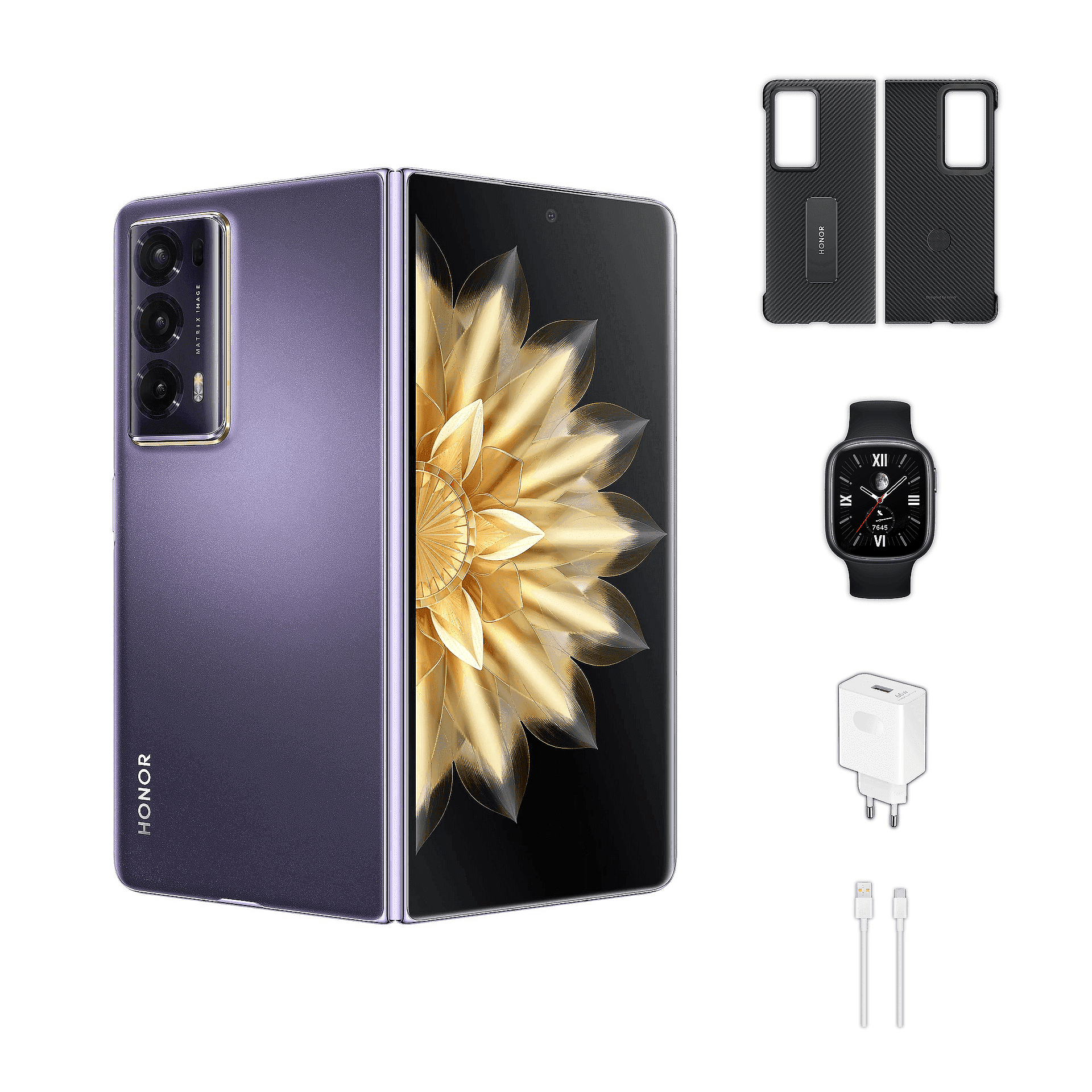 Смартфон Honor MAGIC V2 512/16 PL+WATCH 4+CHARGER 66W+ARAMID CASE , 512 GB, 16 GB от Honor — продуктова снимка