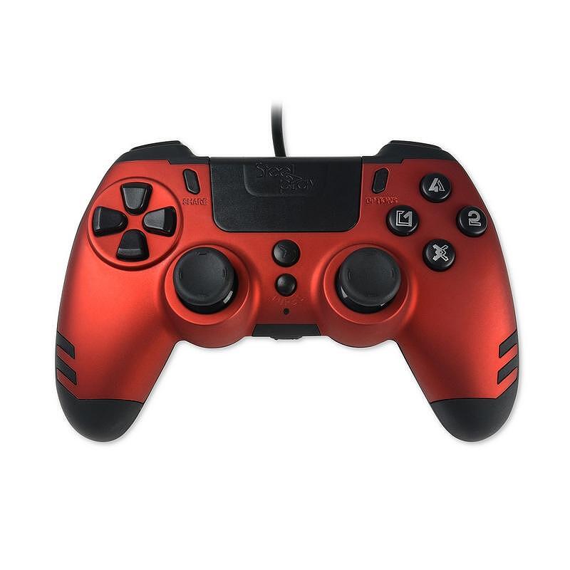Джойстик SteelPlay Metaltech Wired - Ruby Red Slim (PS4) от Steelplay — продуктова снимка