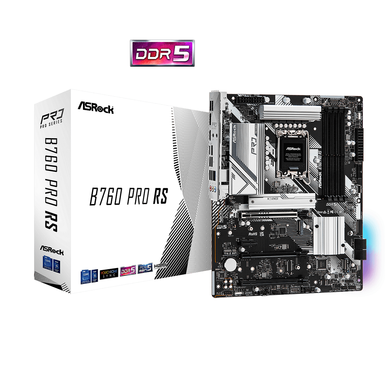 Снимка на Дънна платка ASRock B760 Pro RS, LGA1700, DDR5, ATX, ASROCK, цена 372.07 лв