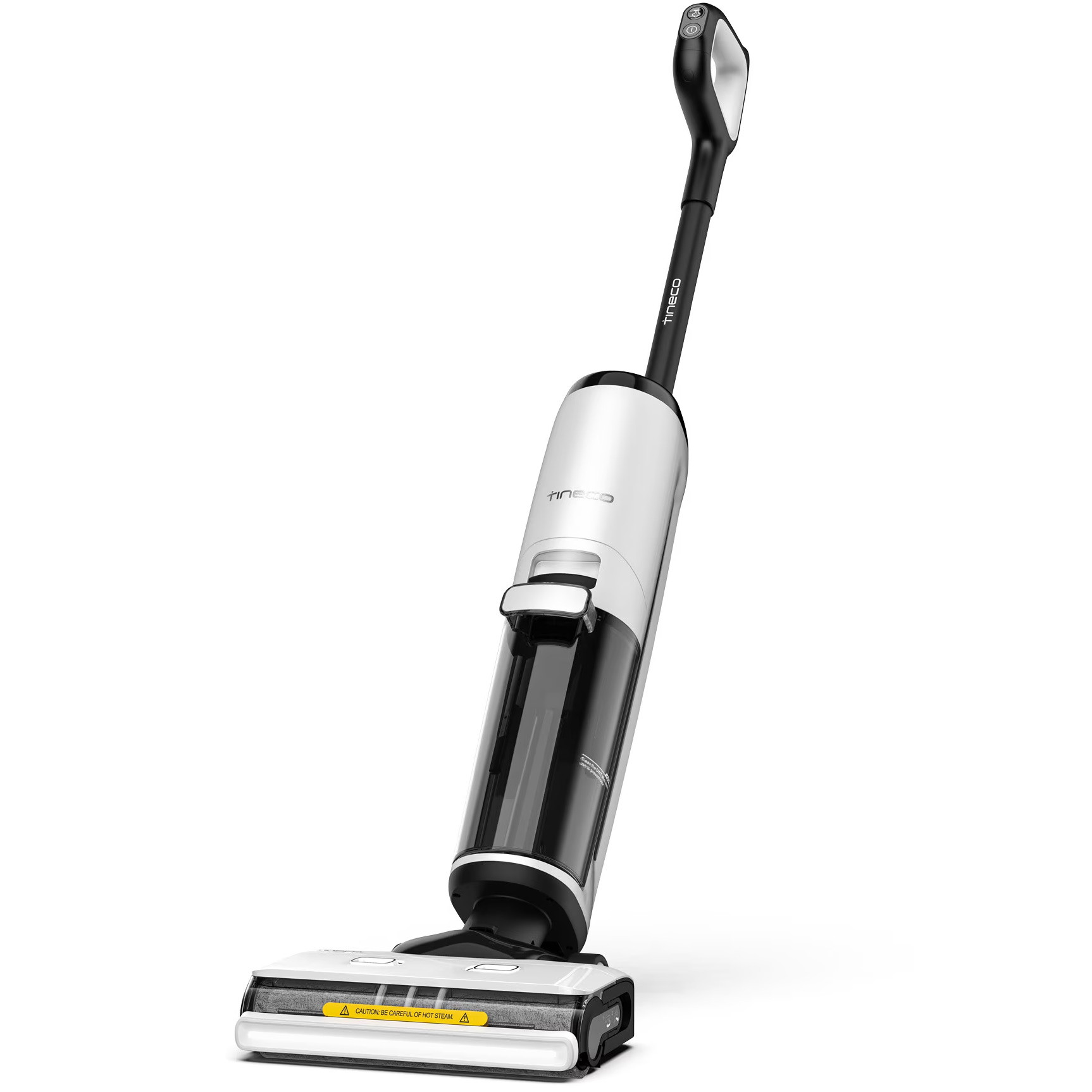 Вертикална прахосмукачка Tineco Floor One S7 Steam Plus 4В1, 240W, Сухо/Мокро, 0.7 л мръсна/0.8 л чиста, LED екран и осветление, Пара + сушене, Бял/черен — снимка на продукта от Tineco