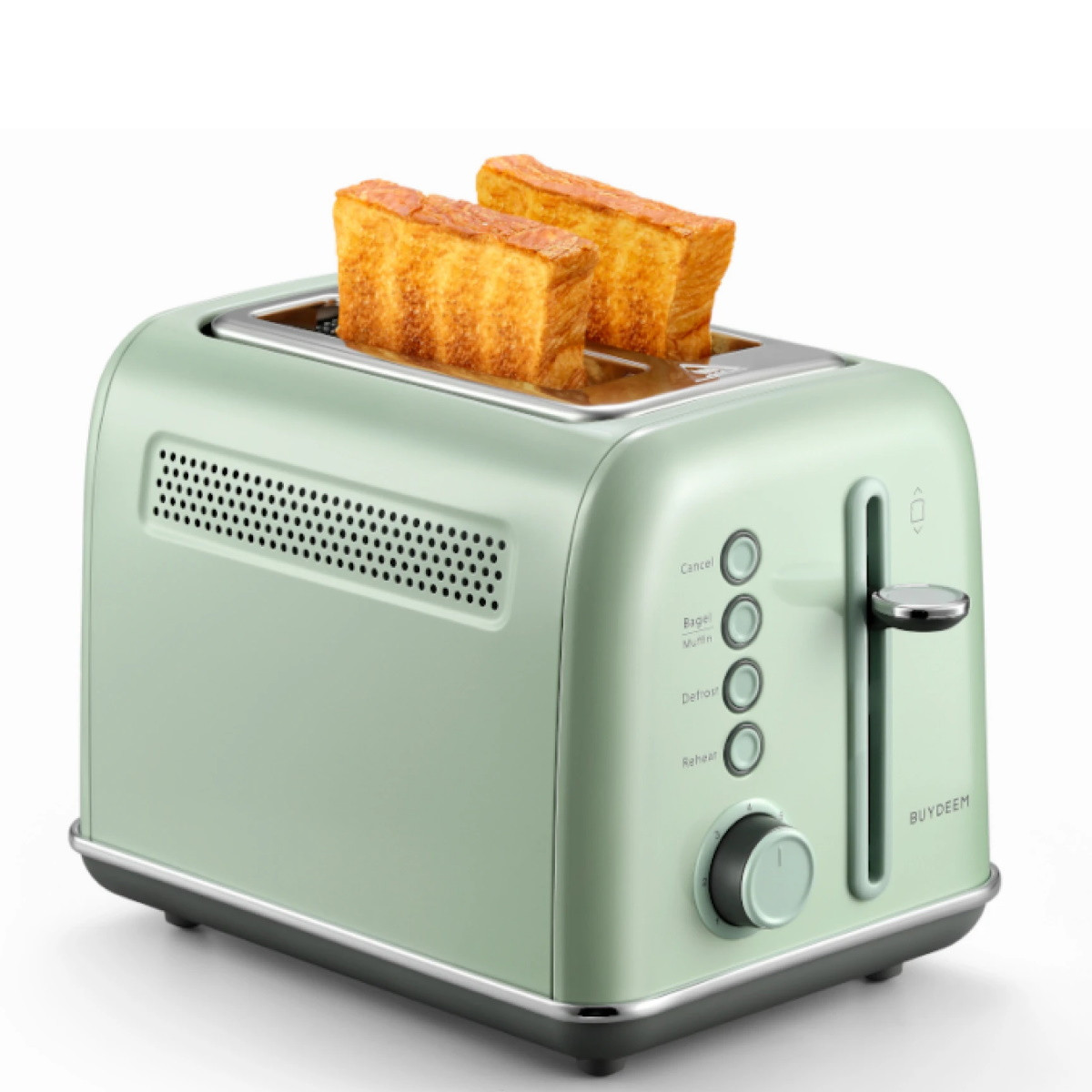 Снимка на Тостер за хляб BUYDEEM DT620E, 900W, 2 слота, 7 автоматични програми и нива на препичане, LED индикатори, Тавичка за трохи, Зелен, BUYDEEM, цена 71.58 лв