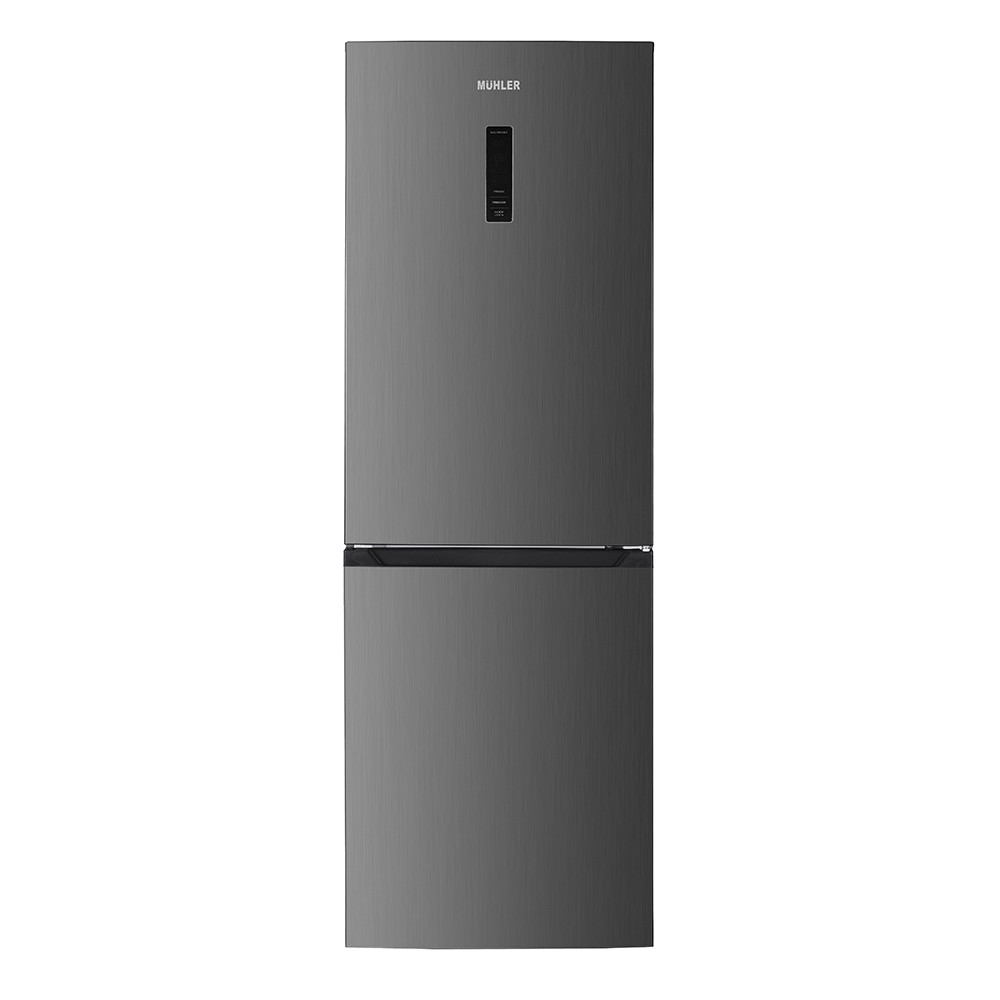 Снимка на Хладилник с фризер Muhler NFC185IE, 323 л, Клас Е, No Frost, Реверсивна врата, Дисплей, R600a, Тъмносив, MUHLER, цена 499.99 лв